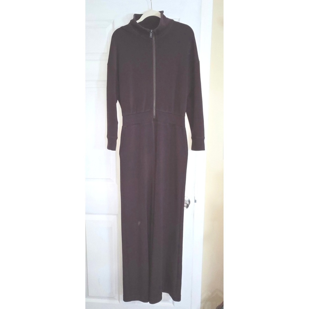 Spanx AirEssentials Half Zip Jumpsuit Dark Brown Mock Neck Large N2ZTGSFBDP9HVZM